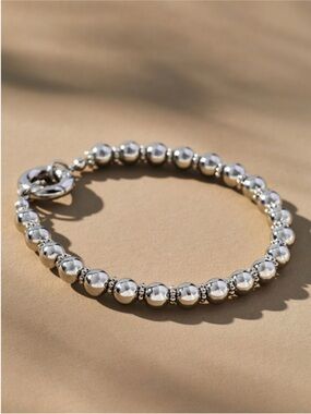 New! Anthropologie Silver Plated Brass Beaded Lock Stack Bracelet NWT (3012)